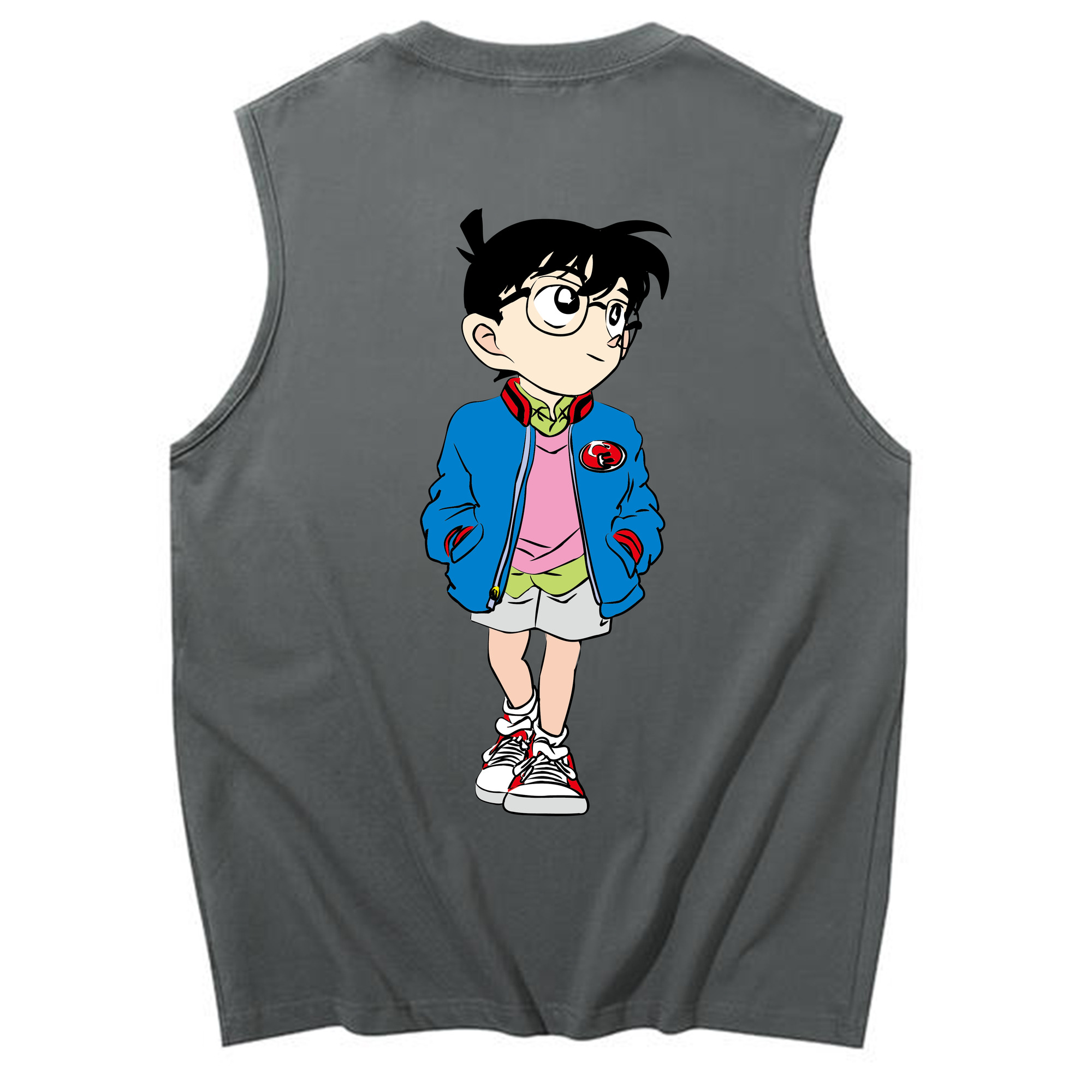 （画像用） 名探偵コナン 江戸川 コナン Detective Conan Conan Edogawa コットン100％タンクトップ（背面プリント）